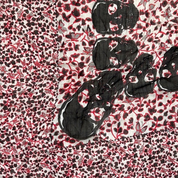 Zadig & Voltaire Red, Black & Gray Printed Silk Scarf - Picture 5 of 12